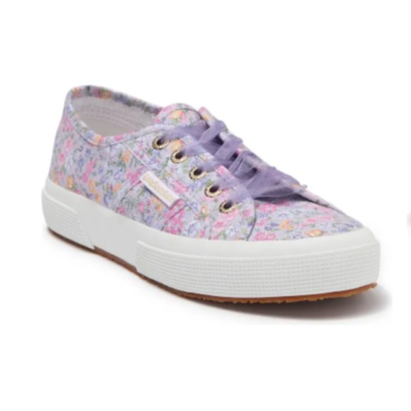 LoveShackFancy Shoes - NWT LoveShackFancy x Superga Purple Floral Low Top Sneaker Cottagecore Size 10
